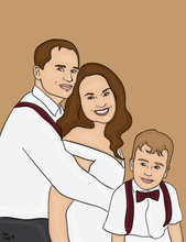 Load image into Gallery viewer, Three faces + shoulders/torso up cartoon