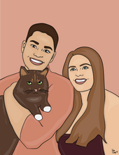 Load image into Gallery viewer, Three faces + shoulders/torso up cartoon