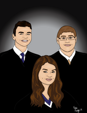 Load image into Gallery viewer, Three faces + shoulders/torso up cartoon