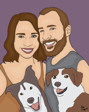 Load image into Gallery viewer, Four-faces + shoulders/torso up cartoon