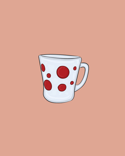 Red Polka Dot Milkglass Mug Print