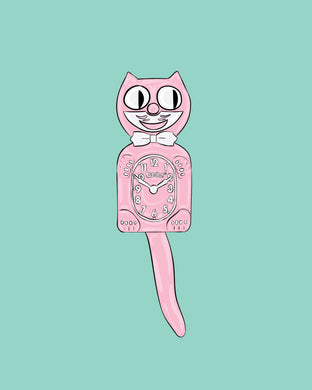 Pink Cat Clock Print