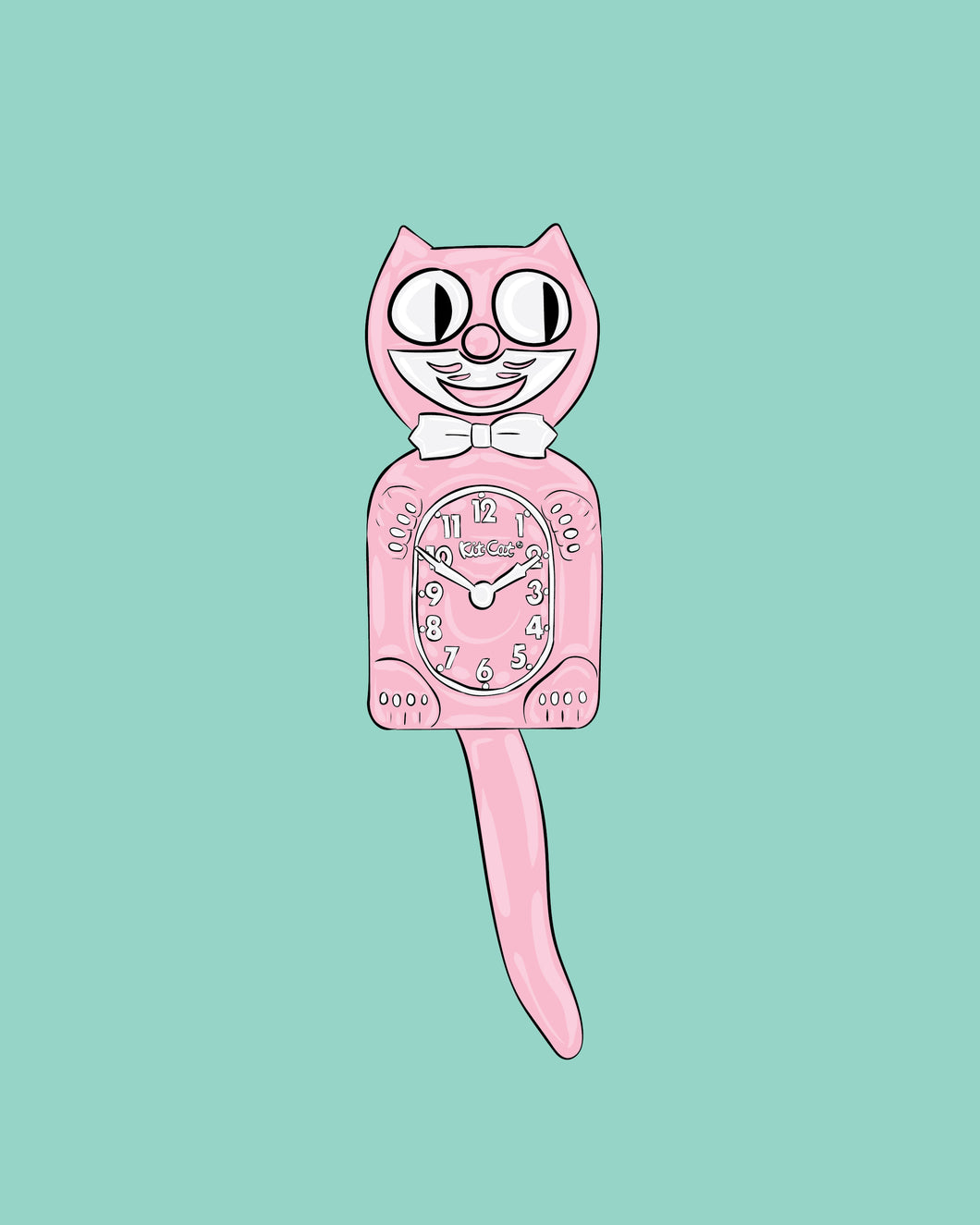 Pink Cat Clock Print