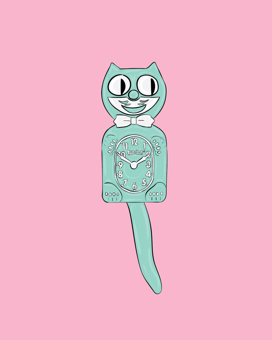 Aqua Cat Clock Print