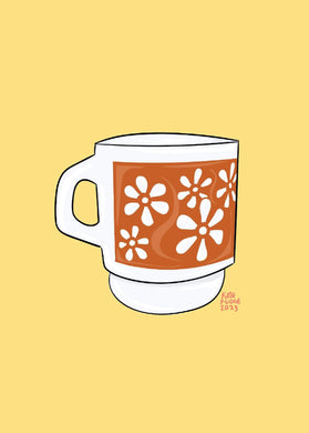 Orange Floral Milkglass Mug Print