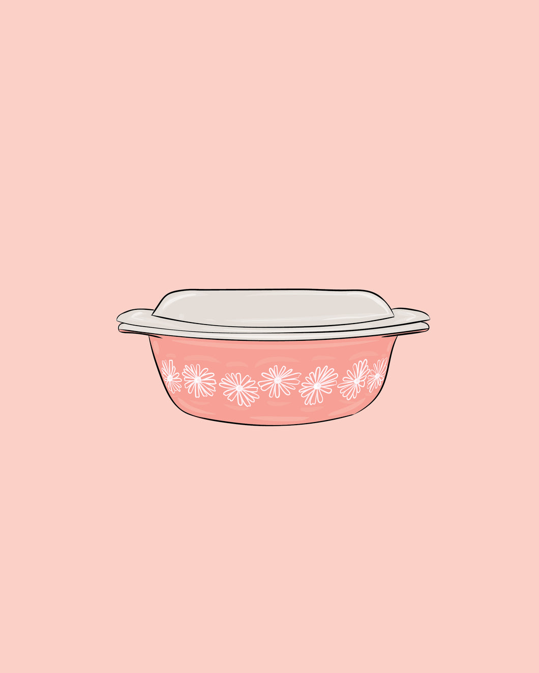 Pink Daisies Pyrex Dish Print