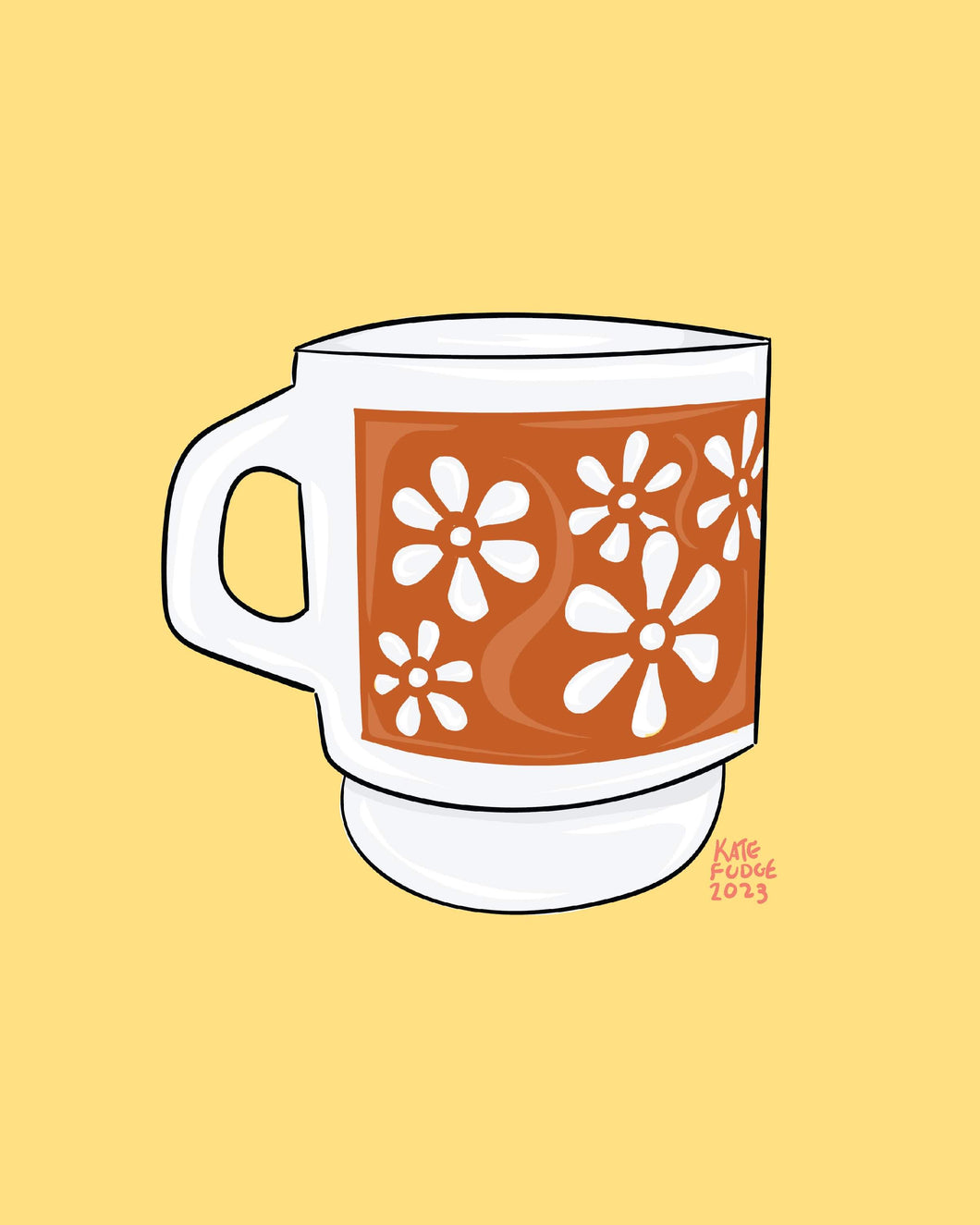 Orange Flower Milkglass Mug Print
