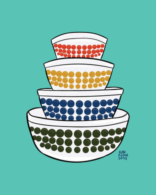 Dots Pyrex Mixing Bowls Print