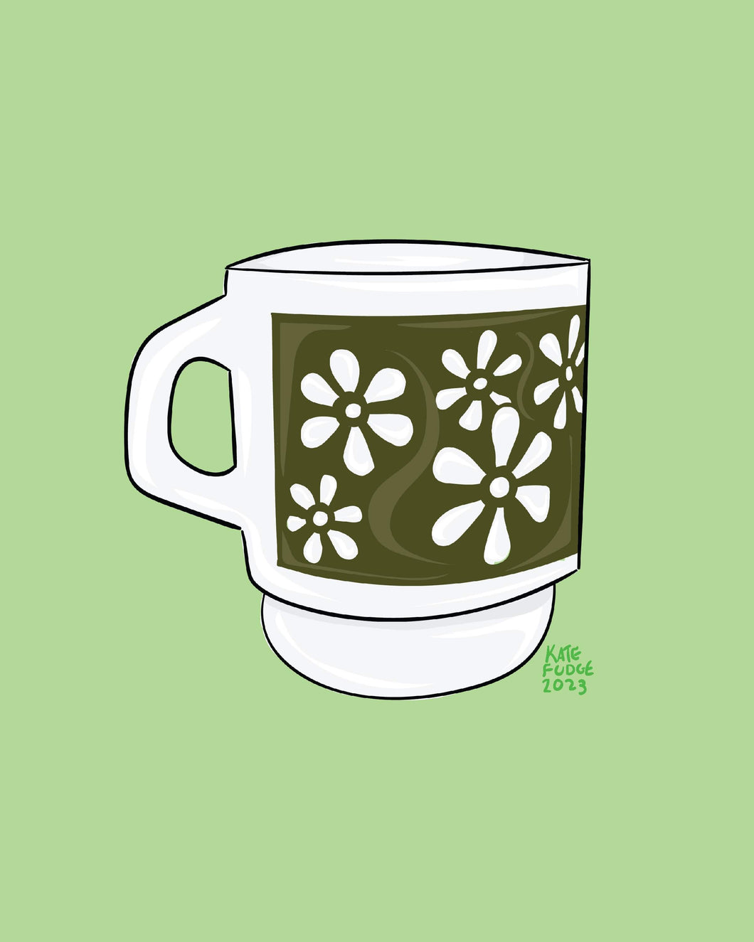 Green Flower Mug Print