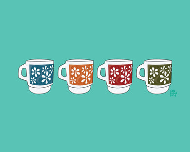 Flower Milkglass Mugs Print
