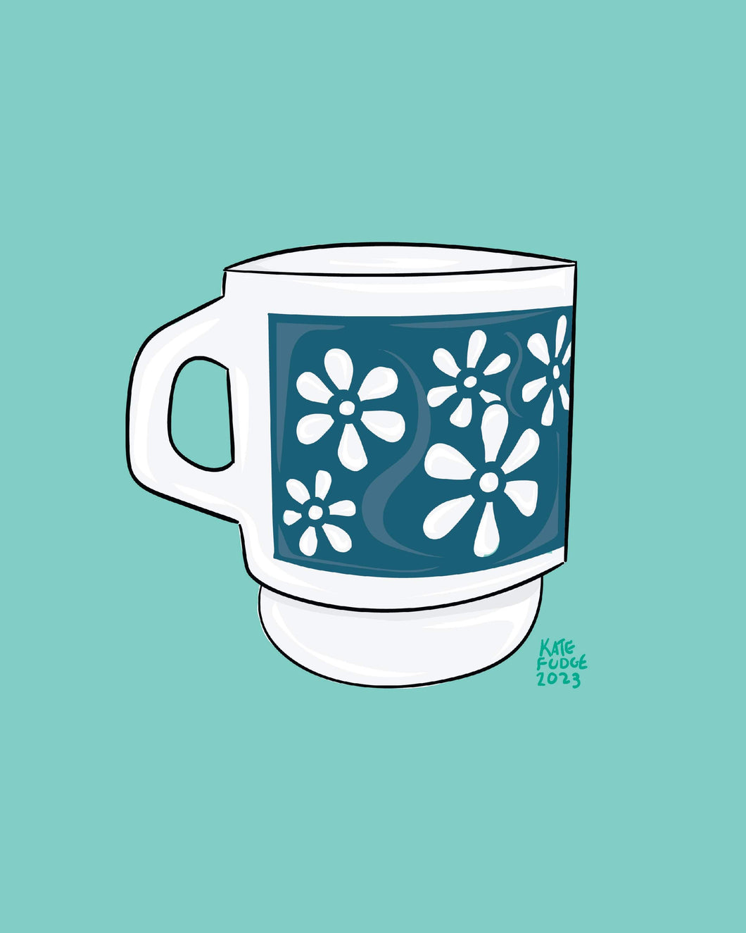 Blue Flower Milkglass Mug Print